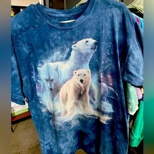 Mens blue tie dye t shirt polar bears sz:L The Mountain
